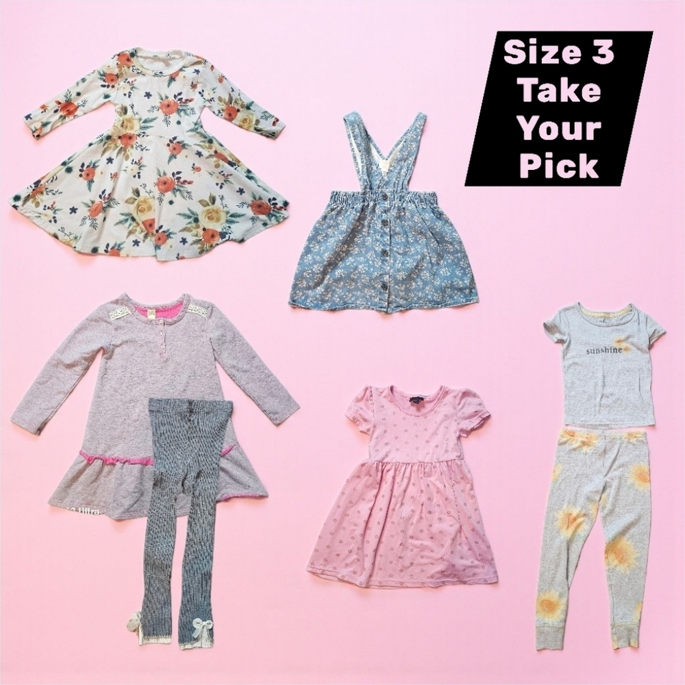 Floral and Patterned Toddler Dresses and Outfits Size 3